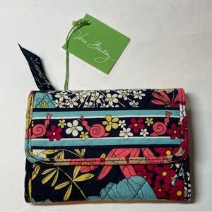NWT Retired Vera Bradley Happy Snails Floral Small Euro Trifold Quilted Wallet